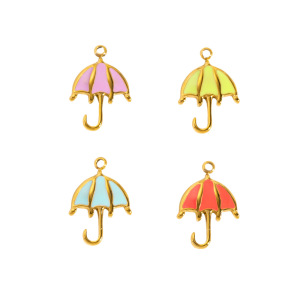 Pendentif Femme En Acier Inoxydable Polychrome, Imperméable Et Anti-Ternissement, Couleur Or, Avec Parapluie. h5 Image4