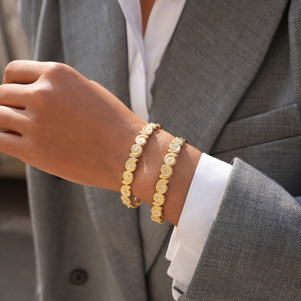 Bracelet Conch Daily Circle En Acier Inoxydable Imperméable Couleur Or Pour Femme Image6