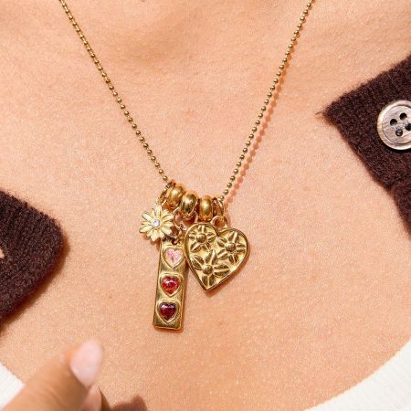 Collier pendentif femme en forme de cœur de marguerite, en acier inoxydable, imperméable et anti-ternissement, couleur or. 2
