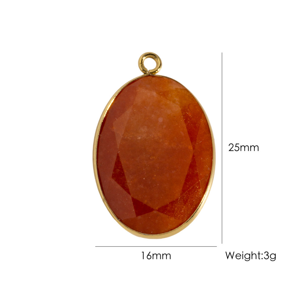 Pendentifs Pour Femmes En Acier Inoxydable Doré, Imperméables Et Anti-Ternissement, Sertis De Pierres Naturelles Ovales À Facettes.