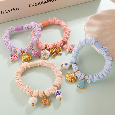 Chouchous pour femmes en acier inoxydable doré avec nœud papillon coloré, imperméables et anti-ternissement 2