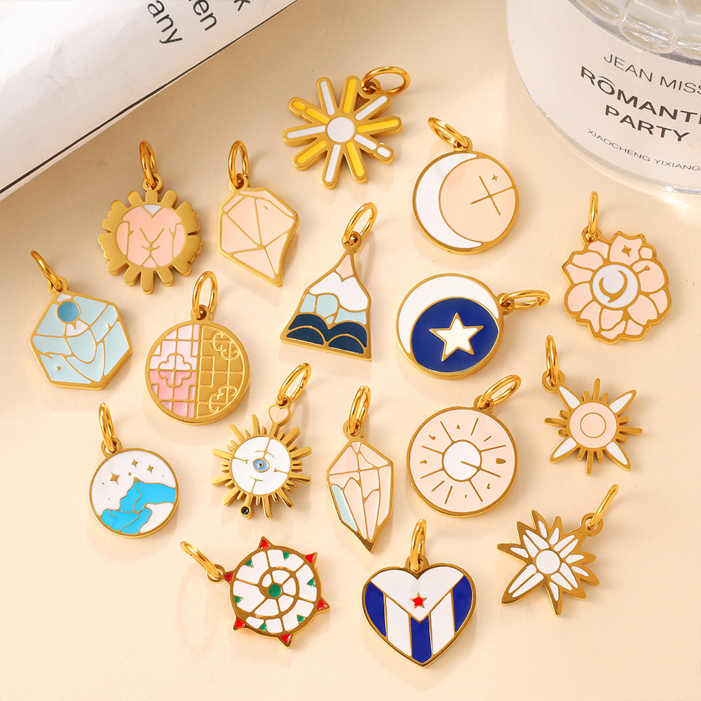Pendentifs Pour Femmes En Acier Inoxydable Doré, À Motif Géométrique, Étanches Et Anti-Ternissement h5Image2