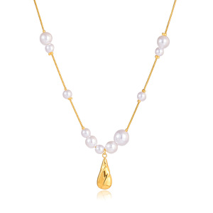 Magnifique Collier Pendentif Goutte En Acier Inoxydable Étanche Couleur Or Pour Femme h5 