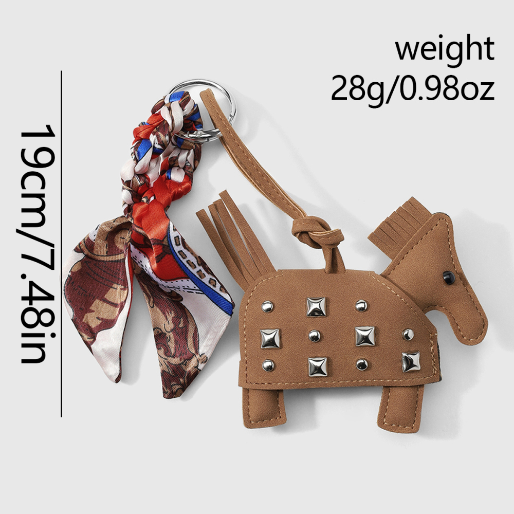 1 Pièce De Cuir Rivet Poney Foulard En Soie Noué Porte-Clés h5Image2