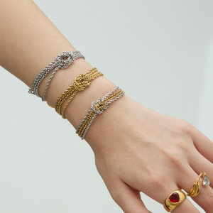 Bracelet Unisexe À Maillons Torsadés En Acier Inoxydable Doré, Étanche Et Anti-Ternissement h5 Image3