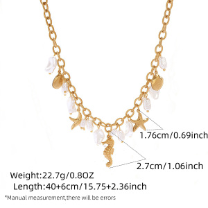 Ensembles De Colliers Pour Femmes En Acier Inoxydable Couleur Or, Étanches Et Anti-Ternissement, De La Série Marine h5 Image2