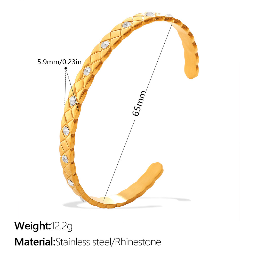 Bracelet Manchette Géométrique Étanche En Acier Inoxydable Doré (1 Pièce) 