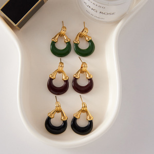 Boucles D'Oreilles Pendantes Rétro Rondes En Acier Inoxydable Doré, Étanches, Couleur Or (1 Paire) h5 Image6