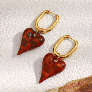 1 Paire De Boucles D'Oreilles Pendantes Classiques En Forme De Cœur, Hypoallergéniques Et Étanches, En Acier Inoxydable Pour Femme. h5 Image3
