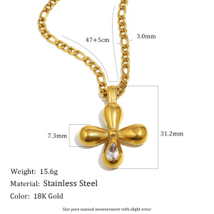 Collier Pendentif Croix Quotidienne Simple En Acier Inoxydable Étanche Pour Femme (1 Pièce) h5 Image4