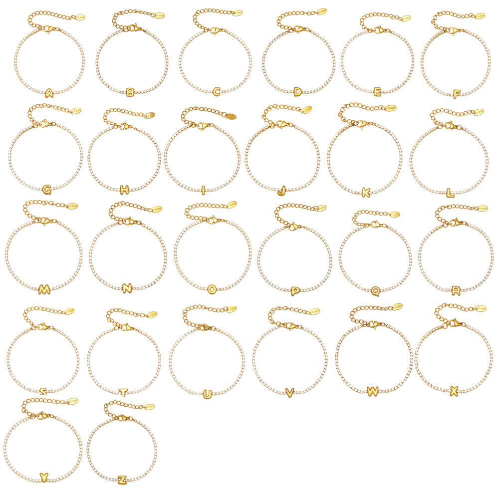 Bracelet À Breloques Classique En Acier Inoxydable, Étanche, Anti-Ternissement, Couleur Or, Avec Zircon, Pour Femme. Image6