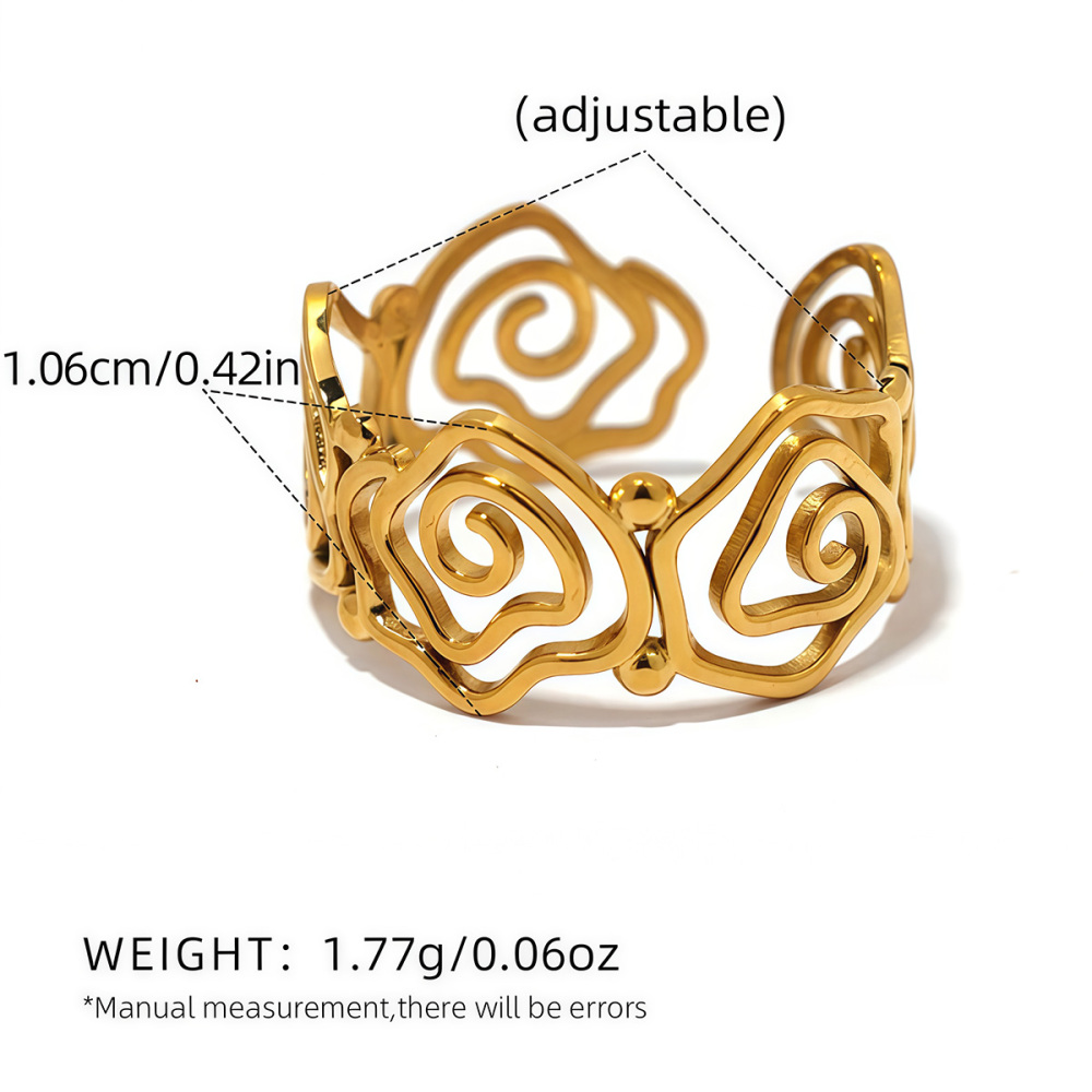 Bague Simple, Imperméable Et Anti-Ternissement En Acier Inoxydable Doré (1 Pièce) Image2