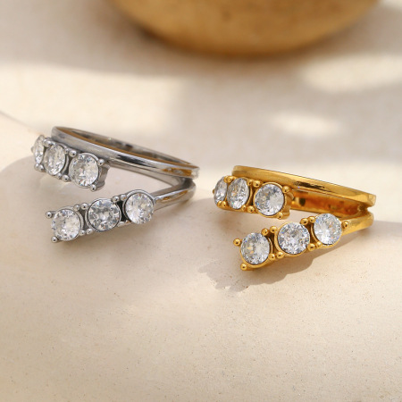 Bague de luxe pour femme, en acier inoxydable doré, imperméable et résistant à la décoloration (1 pièce).