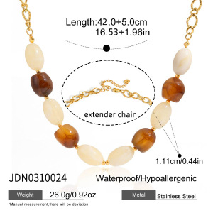 Colliers De Perles Pour Femmes, En Résine, Acier Inoxydable, Couleur Or, Forme Irrégulière Rétro, Étanches h5 Image2