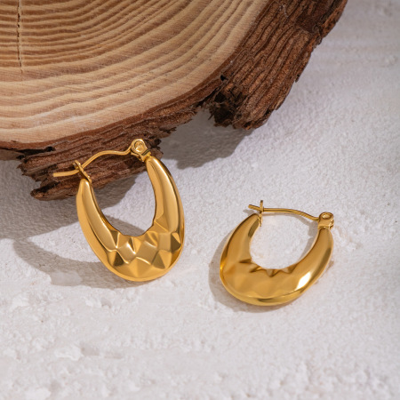 1 paire de boucles d'oreilles créoles en acier inoxydable étanche couleur or