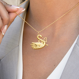 Collier Pendentif Cygne En Acier Inoxydable, Couleur Or, Imperméable Et Anti-Ternissement, Aux Détails Raffinés h5 Image4