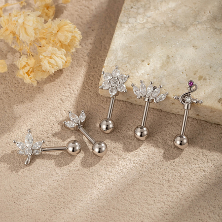 Boucles d'oreilles piercing pour femmes Designable Series couleur cuivre doré avec zircon 2