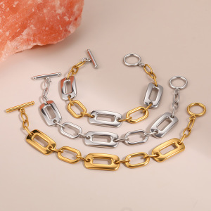 Bracelet Minimaliste Ajouré En Acier Inoxydable, Étanche Et Anti-Ternissement, Couleur Or, Pour Femme h5 Image2
