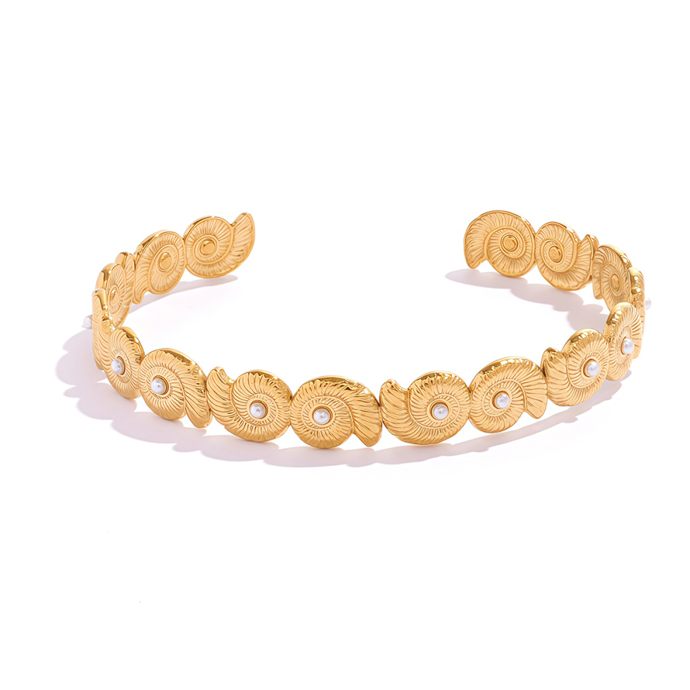 Bracelet Conch Daily Circle En Acier Inoxydable Imperméable Couleur Or Pour Femme 