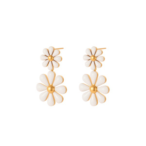 Boucles D'Oreilles Élégantes En Acier Inoxydable, Forme Irrégulière Marguerite, Couleur Or, Imperméables Et Anti-Ternissement h5 Image5