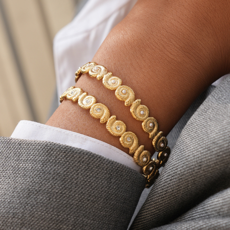 Bracelet Conch Daily Circle en acier inoxydable imperméable couleur or pour femme
