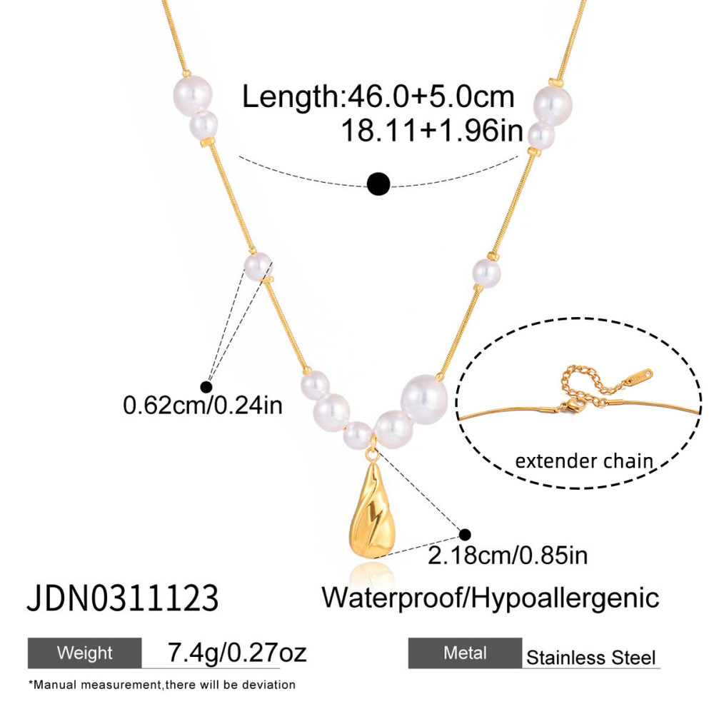 Magnifique Collier Pendentif Goutte En Acier Inoxydable Étanche Couleur Or Pour Femme Image2
