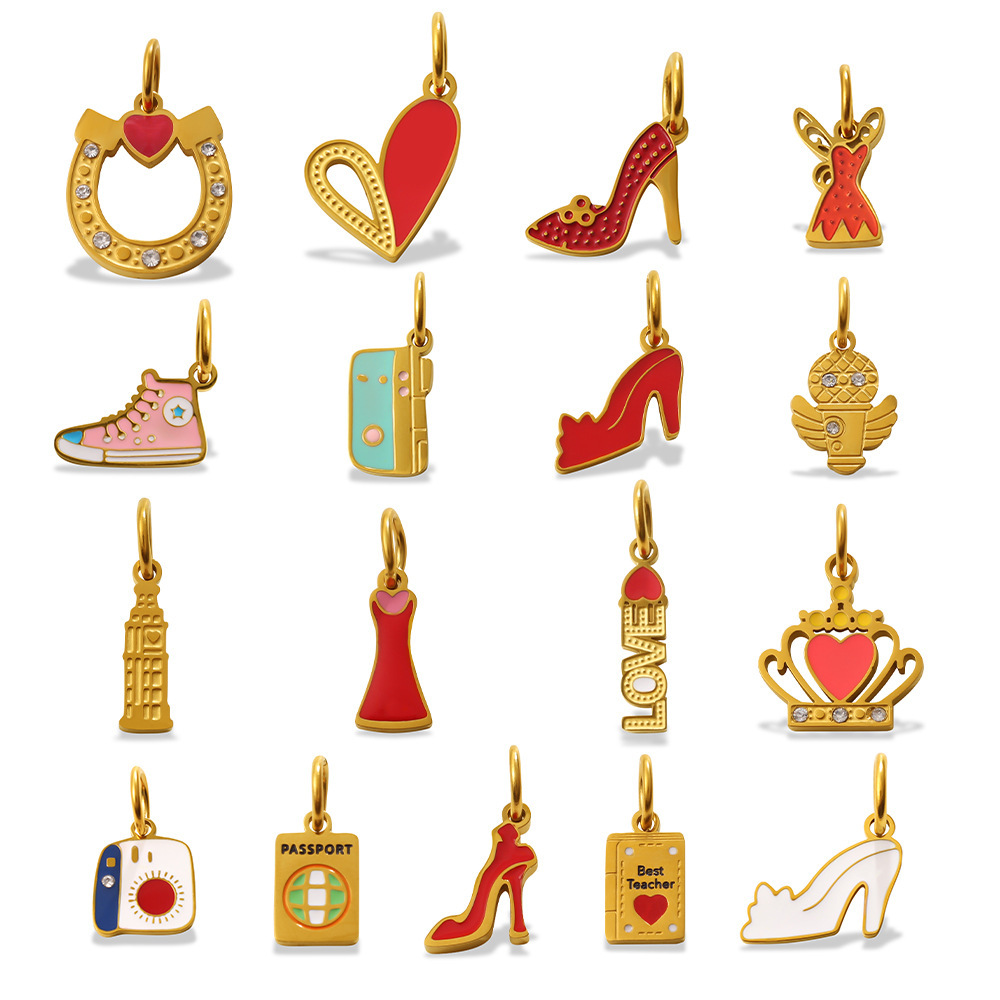 Pendentifs Pour Femmes En Acier Inoxydable Doré, Imperméables Et Anti-Ternissement, Ornés De Chaussures À Talons Hauts Personnalisables h5Image5