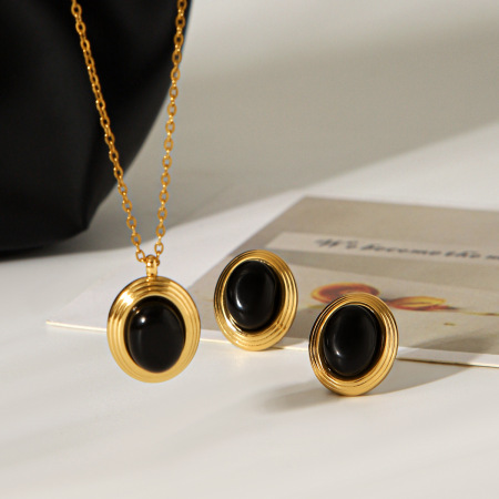 Collier pendentif femme en acier inoxydable, 1 pièce, étanche, anti-ternissement et pierre naturelle