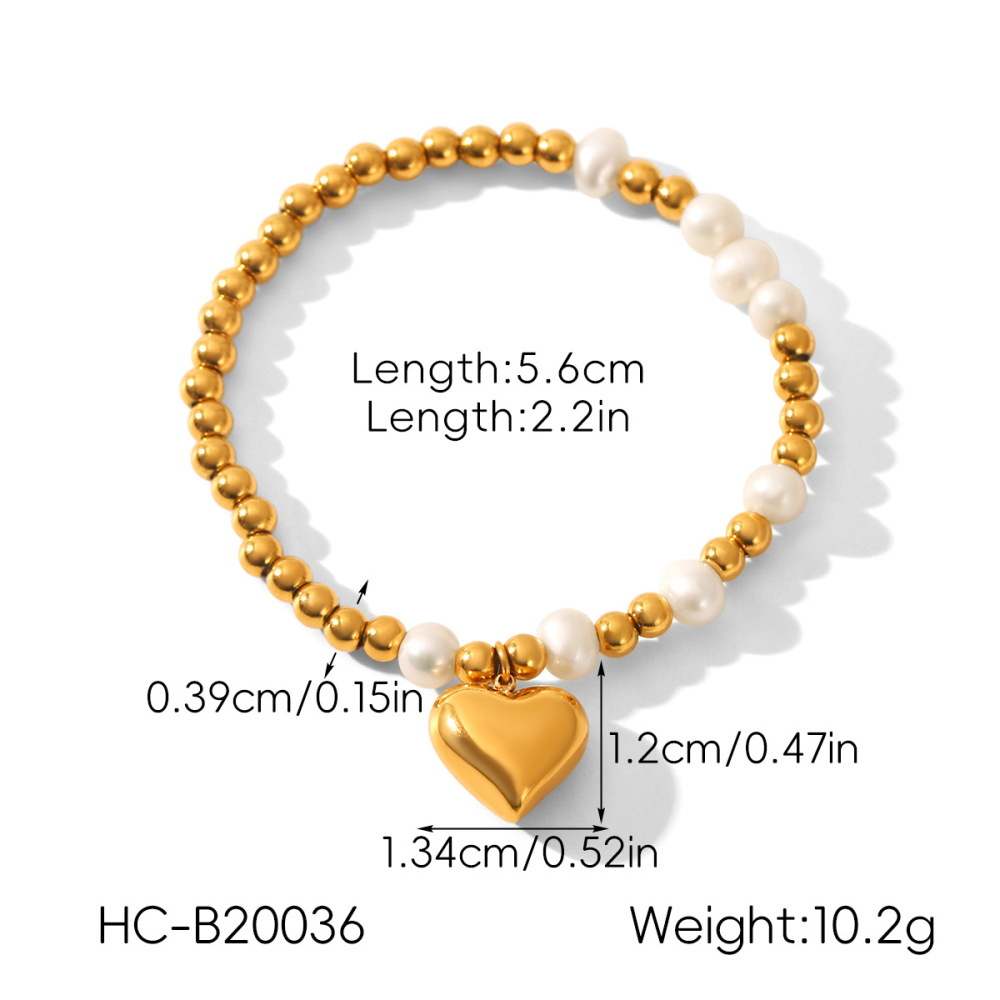 Bracelet Jonc Romantique En Acier Inoxydable Imperméable, Motif Cœur, Couleurs Or Et Argent (1 Pièce) Image2