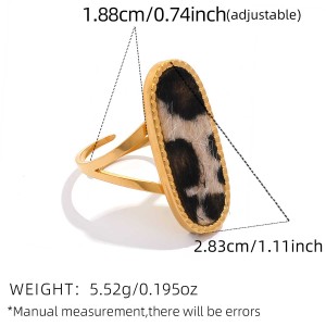 Bague Femme Rétro Imprimé Léopard, En Acier Inoxydable Étanche Couleur Or (1 Pièce) h5 Image2