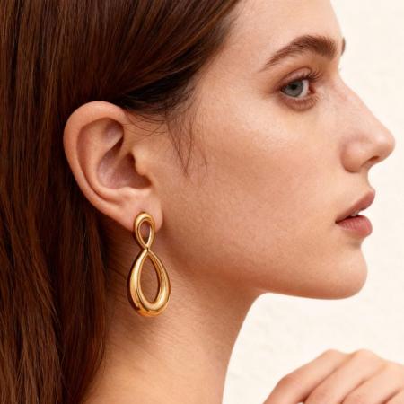 Boucles d'oreilles puces pour femme, en acier inoxydable poli, étanches, couleur or (1 paire).