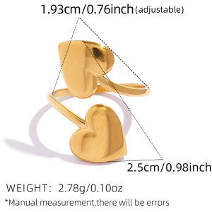Bague Tendance Pour Femme, En Acier Inoxydable Doré, Avec Un Joli Cœur (1 Pièce). h5 Image2
