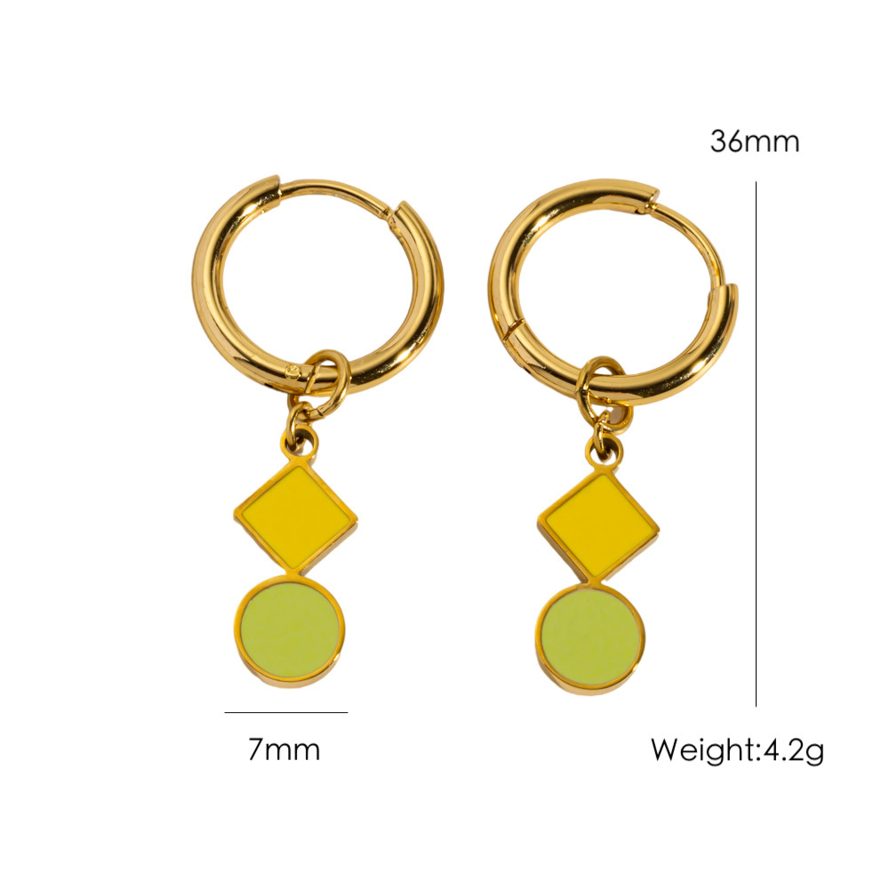 Boucles D'Oreilles Pendantes Pour Femme, En Acier Inoxydable Doré, Imperméables Et Anti-Ternissement, À Motif Géométrique 