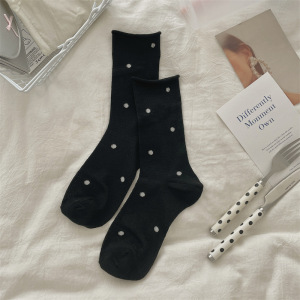 Chaussettes Mi-Mollet En Coton À Pois Mignons, Simples Et Rebondissantes h5 