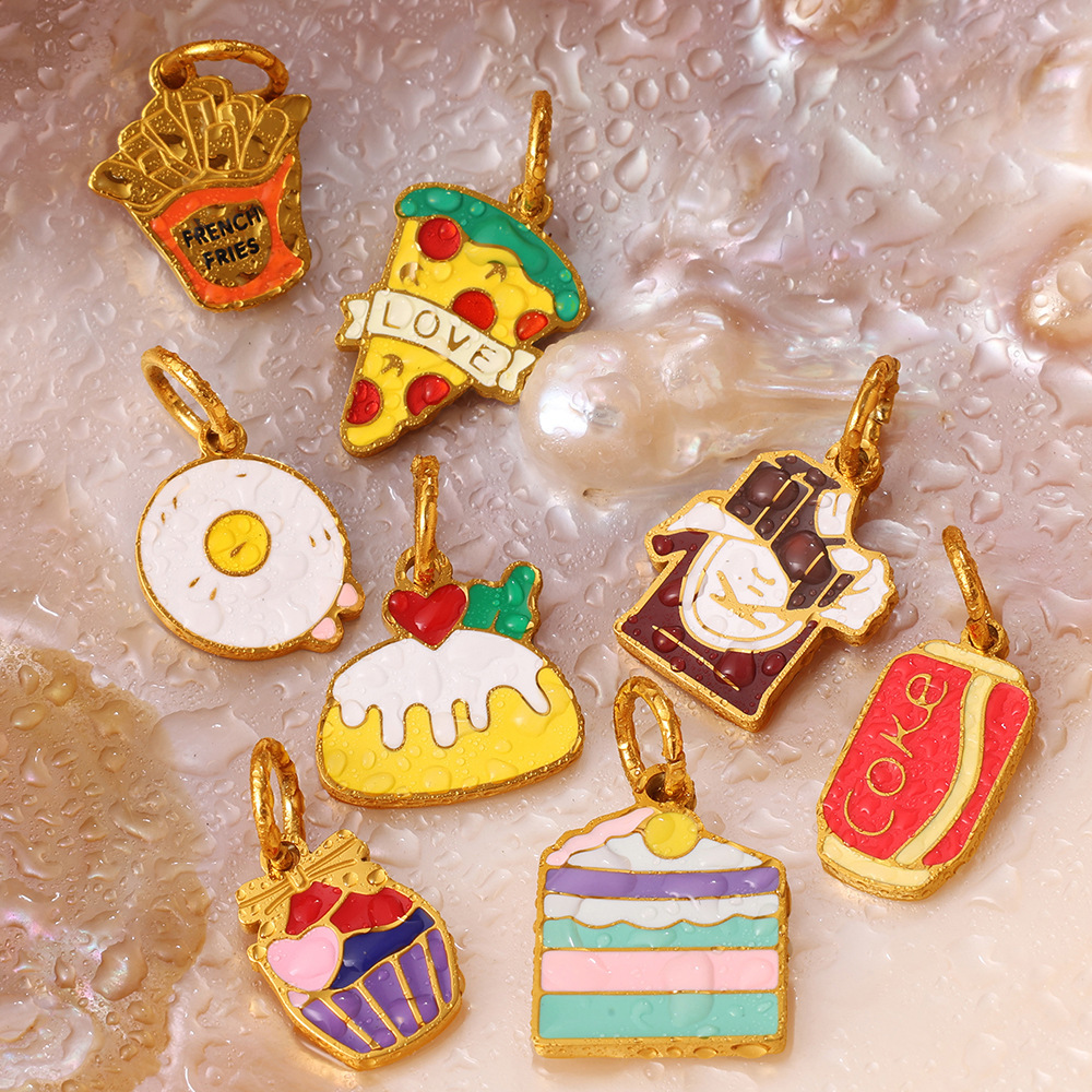 Pendentifs Pour Femmes Yummy Food En Acier Inoxydable Couleur Or, Étanches Et Anti-Ternissement Image3