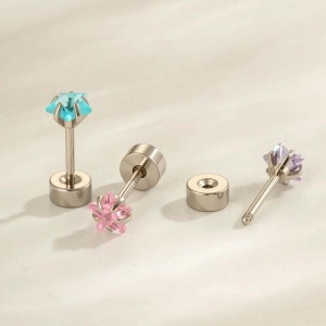 Boucles D'Oreilles Piercing Sweet Star En Acier Inoxydable Étanche Avec Zircon Pour Femmes h5 Image3