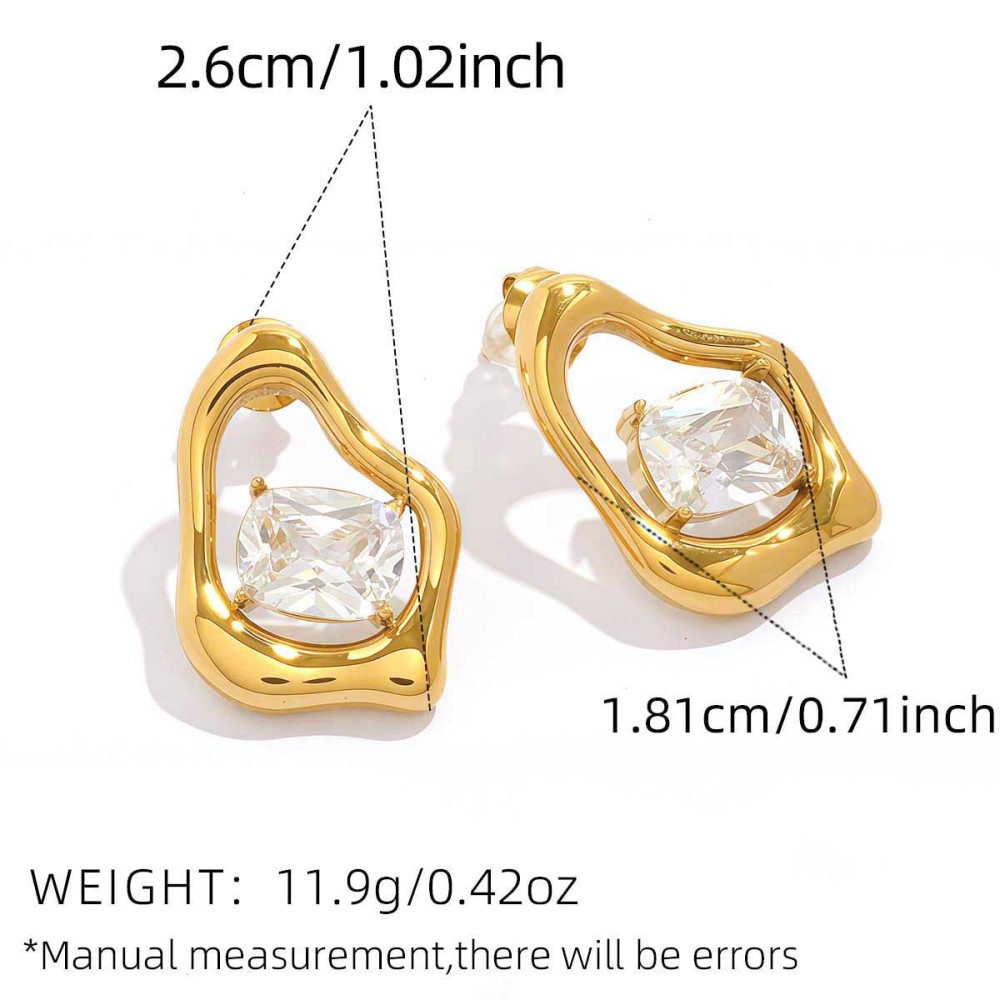 1 Paire De Boucles D'Oreilles Pendantes Élégantes Pour Femme, En Acier Inoxydable Imperméable, De Forme Irrégulière Et De Couleur Dorée. Image2