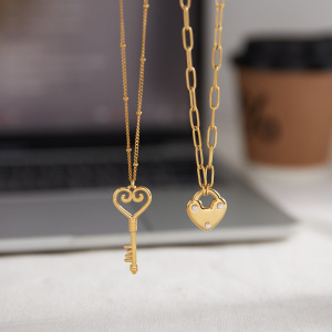 Collier Pendentif Femme En Forme De Cœur Romantique, En Acier Inoxydable, Étanche Et Anti-Ternissement, Couleur Or h5 Image4