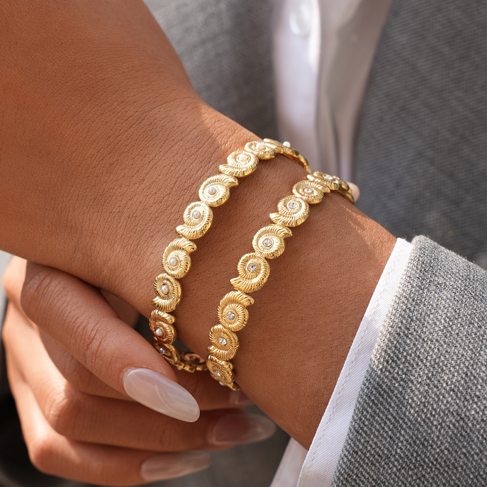 Bracelet Conch Daily Circle En Acier Inoxydable Imperméable Couleur Or Pour Femme Image4