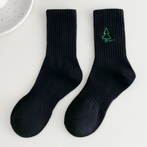 Chaussettes Mi-Mollet En Coton À Motif Brodé Simple Et Rebondissant, Avec Lettres De Rue h5 