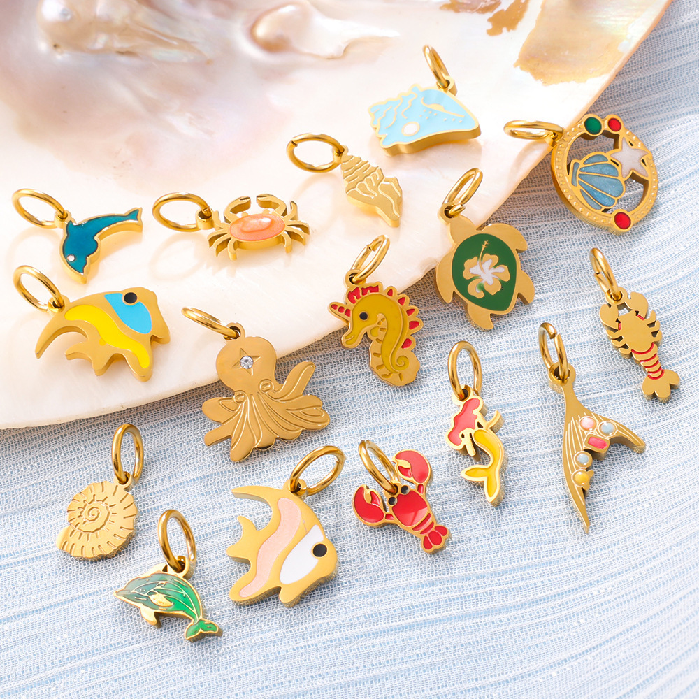 Pendentifs Pour Femmes En Acier Inoxydable Doré, Étanches Et Anti-Ternissement, Collection Marine Series Image3