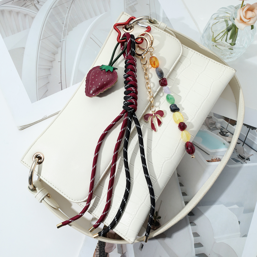 Breloques De Sac Pour Femmes En Polyester Avec Nœud Papillon Fraise Image4
