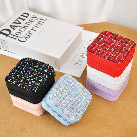 Boîtes à bijoux en tissu à carreaux rétro de la série romantique
