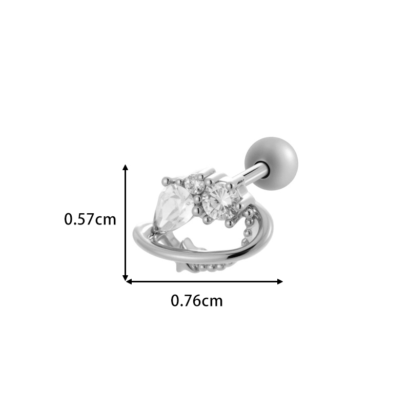 Boucles D'Oreilles Piercing Femme Irrégulières En Zircon Couleur Cuivre Doré, Imperméables Et Anti-Ternissement h5Image2