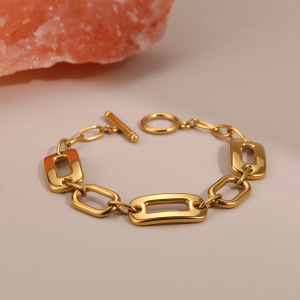 Bracelet Minimaliste Ajouré En Acier Inoxydable, Étanche Et Anti-Ternissement, Couleur Or, Pour Femme h5 Image3