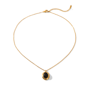 Collier Pendentif Femme En Acier Inoxydable, 1 Pièce, Étanche, Anti-Ternissement Et Pierre Naturelle h5 