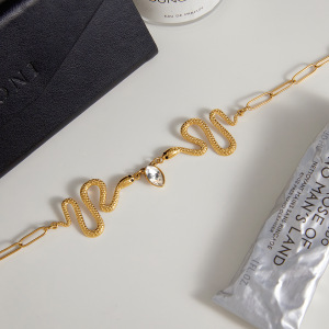 Colliers Pendentifs Pour Femmes, En Acier Inoxydable Doré, Motif Serpent Opulent h5 Image4