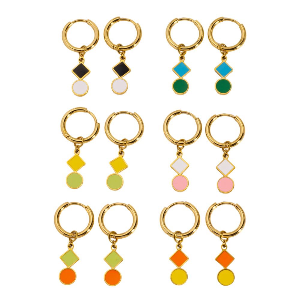 Boucles D'Oreilles Pendantes Pour Femme, En Acier Inoxydable Doré, Imperméables Et Anti-Ternissement, À Motif Géométrique Image5