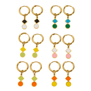 Boucles D'Oreilles Pendantes Pour Femme, En Acier Inoxydable Doré, Imperméables Et Anti-Ternissement, À Motif Géométrique h5 Image5