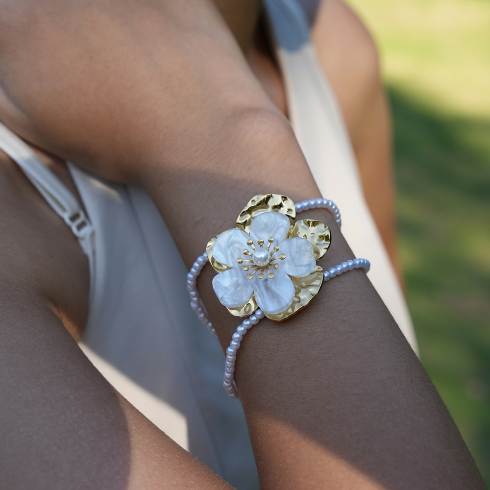 Bracelet Étanche En Acier Inoxydable En Forme De Fleur - Magnifique Bracelet En Acier Inoxydable Image3
